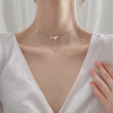 925 Sterling Silver Butterfly Necklace Female Sweet Temperament Flower