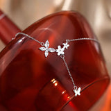 925 Sterling Silver Butterfly Necklace Female Sweet Temperament Flower