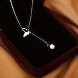925 Silver Butterfly Necklace Tassel Pearl Clavicle Chain Retro Long Sweater