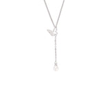 925 Silver Butterfly Necklace Tassel Pearl Clavicle Chain Retro Long Sweater