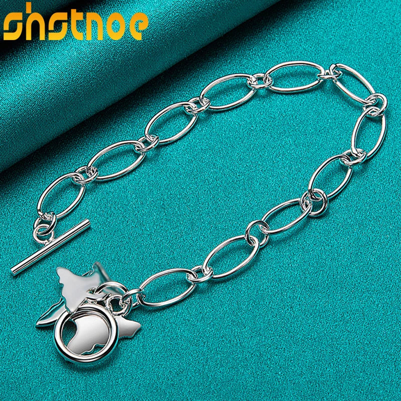 925 Silver Butterfly Pendant Bracelet for Women