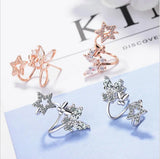 925 Silver Butterfly Star Cz Stud Earring For Women Gift S-e331