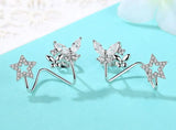 925 Silver Butterfly Star Cz Stud Earring For Women Gift S-e331