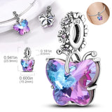 925 Silver Butterfly Glass Stone Charm Pendant for Bracelet Gift