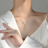 925 Silver Butterfly Tassel Necklace Clavicle Chain for Women