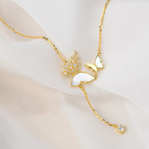 925 Silver Butterfly Tassel Necklace Clavicle Chain for Women