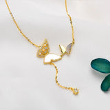 925 Silver Butterfly Tassel Necklace Clavicle Chain for Women