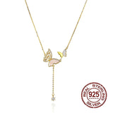 925 Silver Butterfly Tassel Necklace Clavicle Chain for Women