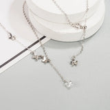 925 Silver Butterfly Tassel Diamond Necklace for Women