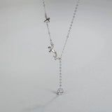 925 Silver Butterfly Tassel Diamond Necklace for Women