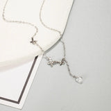 925 Silver Butterfly Tassel Diamond Necklace for Women