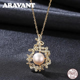 925 Silver Butterfly Zircon Necklace with Pearl