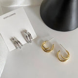 925 Silver C Hoop Earrings French Style Wedding Party Jewelry