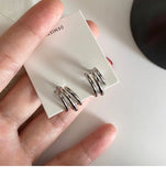 925 Silver C Hoop Earrings French Style Wedding Party Jewelry