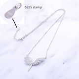 925 Silver CZ Angel Wing Phoenix Necklace with Zircon Chain Jewelry