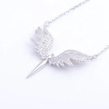 925 Silver CZ Angel Wing Phoenix Necklace with Zircon Chain Jewelry