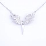 925 Silver CZ Angel Wing Phoenix Necklace with Zircon Chain Jewelry