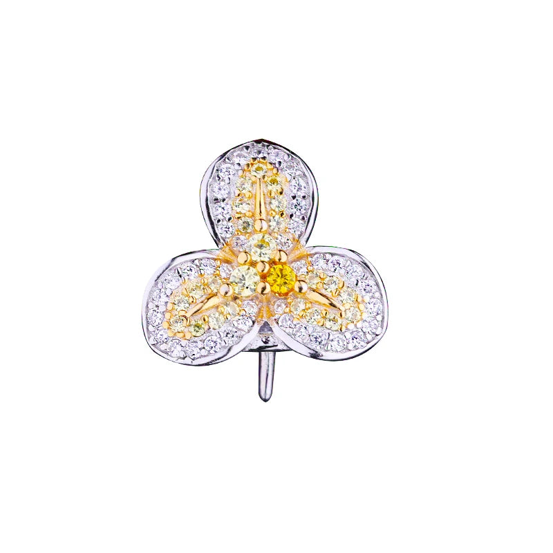 925 Silver CZ 10-12mm Pearl Round Bead Semi Mount Pendant