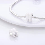 925 Silver CZ Doctor Dentist Tooth Charm Beads for Bracelet DIY Jewelry Gift