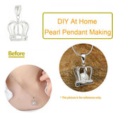 925 Silver CZ Mount Pendant Pearl Crown Cage Setting Pave Locket Dangle Charm