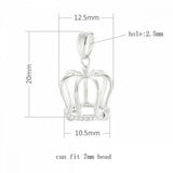 925 Silver CZ Mount Pendant Pearl Crown Cage Setting Pave Locket Dangle Charm