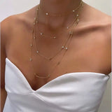 925 Silver CZ Chain Necklace 5A Cubic Zirconia Double Triple Row Collar