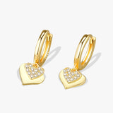 925 Silver CZ Cross Heart Earrings Charm Women Jewelry