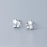 925 Silver CZ Star Ear Stud Earring Sparkly Christmas Jewelry