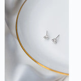 925 Silver CZ Star Ear Stud Earring Sparkly Christmas Jewelry