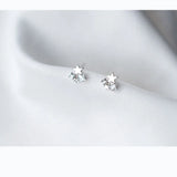 925 Silver CZ Star Ear Stud Earring Sparkly Christmas Jewelry