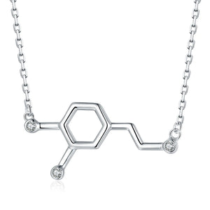 925-Silver Caffeine Molecule Dopamine Necklace