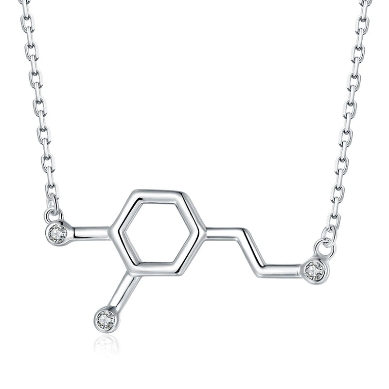 925-Silver Caffeine Molecule Dopamine Necklace