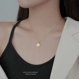 925 Silver Camellia Flower Pendant Necklace for Women Girl