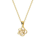925 Silver Camellia Flower Pendant Necklace for Women Girl