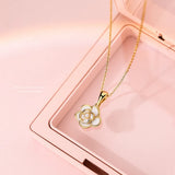 925 Silver Camellia Flower Pendant Necklace for Women Girl