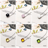 925 Silver Candy Style Pendants Red Green Yellow Crystal Necklaces For Women