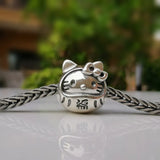 925 Sterling Silver Cartoon Cat Dharma Charm Bead Jewelry