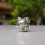 925 Sterling Silver Cartoon Cat Dharma Charm Bead Jewelry