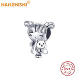 925 Sterling Silver Cartoon Dog Pendant Charm Bead