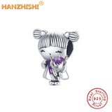 925 Sterling Silver Cartoon Dog Pendant Charm Bead