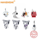 925 Sterling Silver Cartoon Dog Pendant Charm Bead