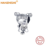 925 Sterling Silver Cartoon Dog Pendant Charm Bead