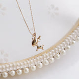 925 Sterling Silver Cartoon Elk Pendant Necklace For Women
