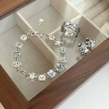 Sterling Silver Cartoon Gingerbread Man Bear Bracelet Jewelry Charm