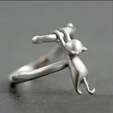 925 Silver Cat Branch Adjustable Rings Women Wedding