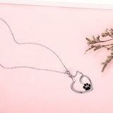 925 Silver Cat Claw Necklace Hollow Cat Shape for Women