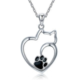 925 Silver Cat Claw Necklace Hollow Cat Shape for Women