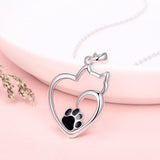 925 Silver Cat Claw Necklace Hollow Cat Shape for Women