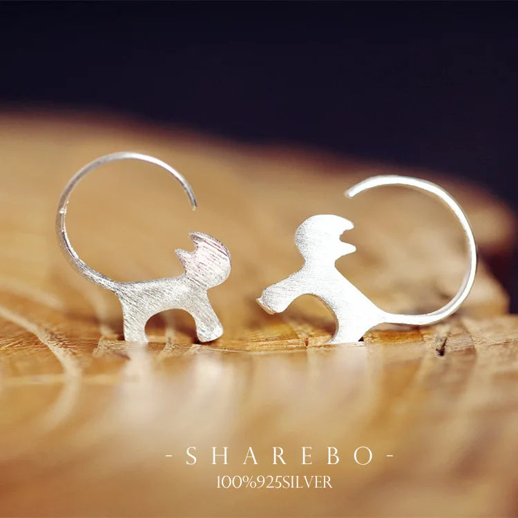 925 Sterling Silver Cat Clip on Earrings Ear Cuff For Women Girl Lady