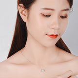 925 Silver Cat Crystal Necklace Women Jewelry